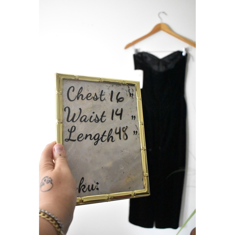 Scott McClintock Gown Women Size 8 Black 80s Velvet Lace Strapless Maxi Dress - Picture 11 of 12